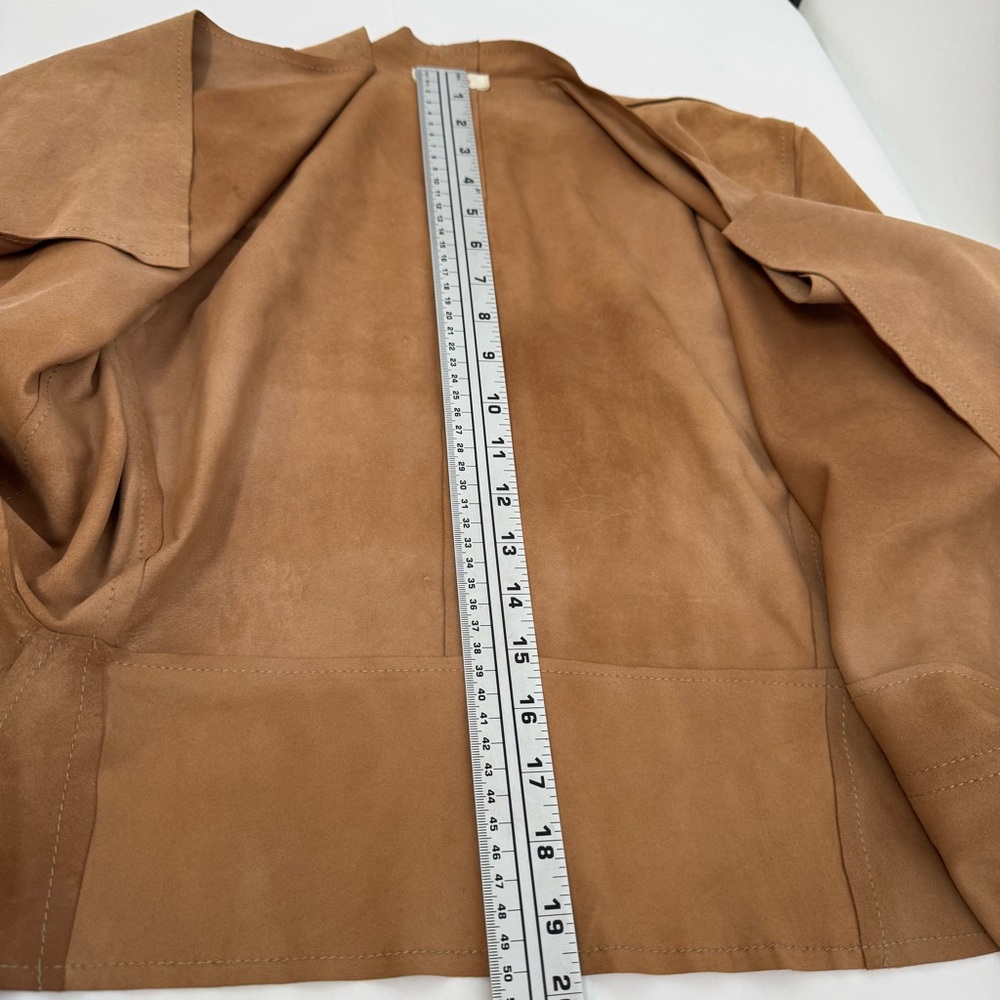 Sundance Jacket Womens Size 6 Tan Suede Waterfall Drape Open Front Lightweight - Picture 9 of 14
